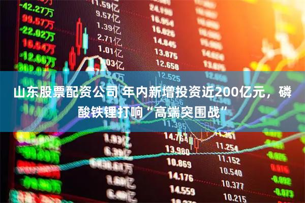 山东股票配资公司 年内新增投资近200亿元，磷酸铁锂打响“高端突围战”